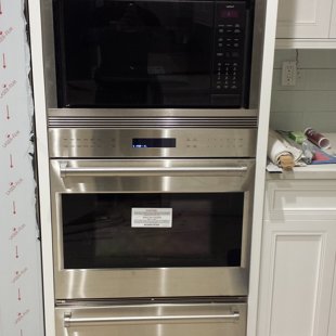 wolf single oven, built in microwave and wolf warming drawer