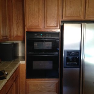 Prior to cabinet convertion from double oven to single oven and built in microwave