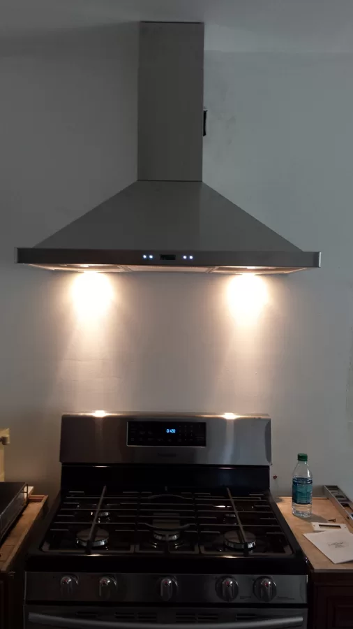wall hood after installation