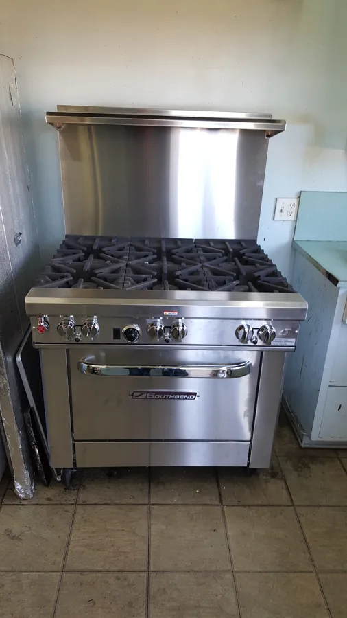 36inch southbend  commercial stove installed